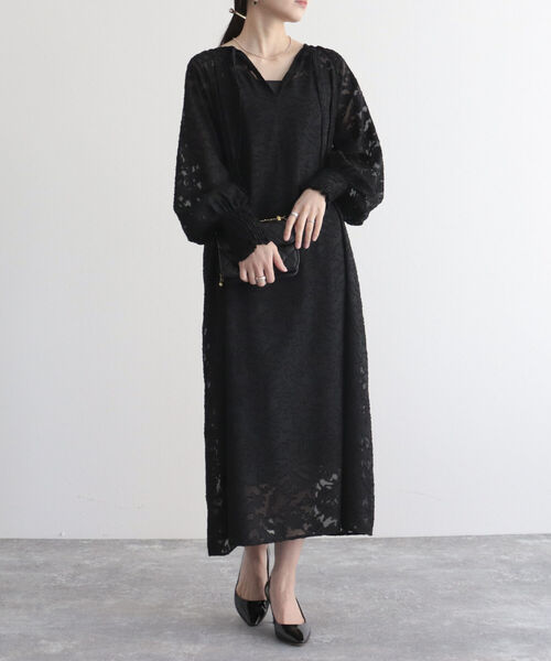 fredy emue（フレディエミュ）の「【オケージョンアイテム】ジャガードシアーワンピース（ワンピース・レディース・ブラック/アイボリー・36/38）」の20枚目の写真