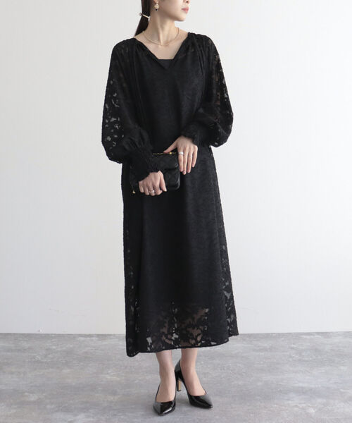 fredy emue（フレディエミュ）の「【オケージョンアイテム】ジャガードシアーワンピース（ワンピース・レディース・ブラック/アイボリー・36/38）」の21枚目の写真