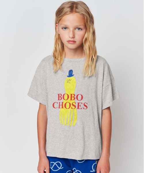 BOBO CHOSES(ボボショーズ)の「Yellow Squid T-shirt(Tシャツ/カットソー・キッズ・ライトグレー・4-5Y/2-3Y/6-7y/10-11y/8-9y)」の2枚目の写真