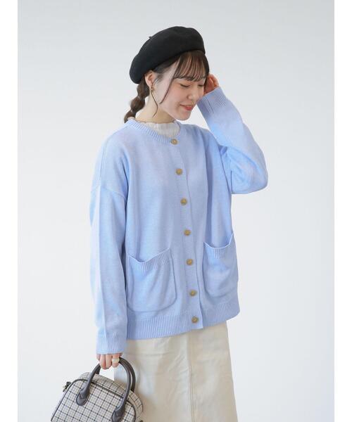 ehka sopo（エヘカソポ）の「ポケット付ビッグカーディガン（カーディガン/ボレロ・レディース・サックスブルー/ブラック/オフホワイト・ﾌﾘ-）」の8枚目の写真
