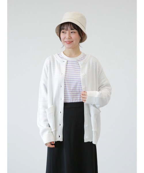 ehka sopo（エヘカソポ）の「ポケット付ビッグカーディガン（カーディガン/ボレロ・レディース・サックスブルー/ブラック/オフホワイト・ﾌﾘ-）」の5枚目の写真