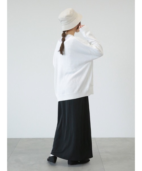 ehka sopo（エヘカソポ）の「ポケット付ビッグカーディガン（カーディガン/ボレロ・レディース・サックスブルー/ブラック/オフホワイト・ﾌﾘ-）」の11枚目の写真