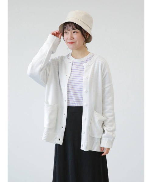 ehka sopo（エヘカソポ）の「ポケット付ビッグカーディガン（カーディガン/ボレロ・レディース・サックスブルー/ブラック/オフホワイト・ﾌﾘ-）」の13枚目の写真