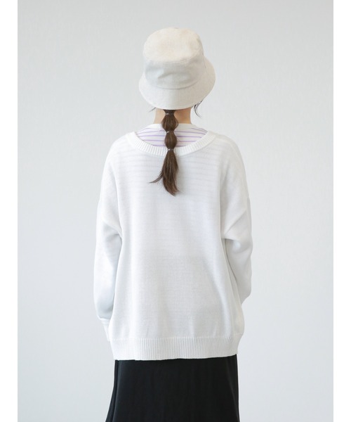 ehka sopo（エヘカソポ）の「ポケット付ビッグカーディガン（カーディガン/ボレロ・レディース・サックスブルー/ブラック/オフホワイト・ﾌﾘ-）」の15枚目の写真