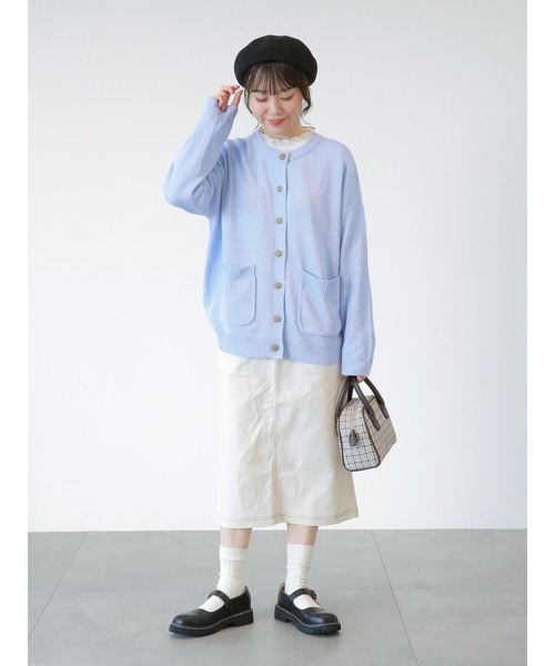 ehka sopo（エヘカソポ）の「ポケット付ビッグカーディガン（カーディガン/ボレロ・レディース・サックスブルー/ブラック/オフホワイト・ﾌﾘ-）」の17枚目の写真