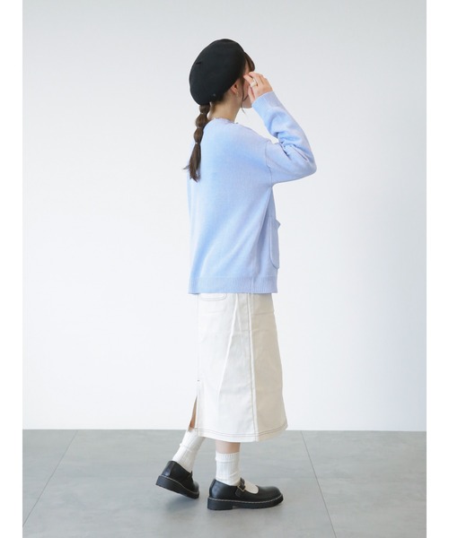 ehka sopo（エヘカソポ）の「ポケット付ビッグカーディガン（カーディガン/ボレロ・レディース・サックスブルー/ブラック/オフホワイト・ﾌﾘ-）」の19枚目の写真