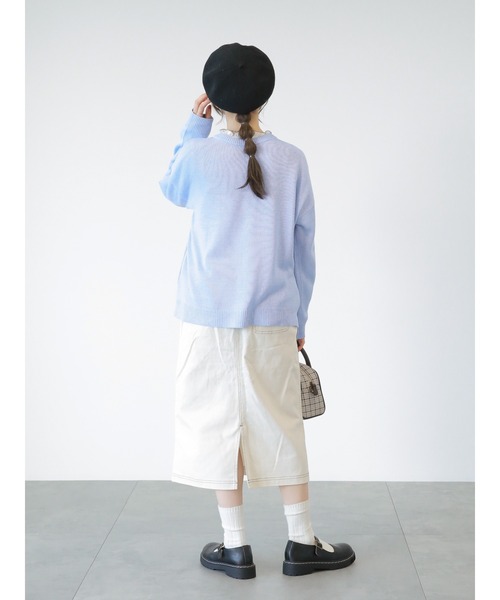 ehka sopo（エヘカソポ）の「ポケット付ビッグカーディガン（カーディガン/ボレロ・レディース・サックスブルー/ブラック/オフホワイト・ﾌﾘ-）」の20枚目の写真