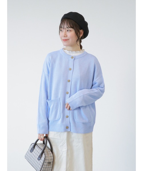 ehka sopo（エヘカソポ）の「ポケット付ビッグカーディガン（カーディガン/ボレロ・レディース・サックスブルー/ブラック/オフホワイト・ﾌﾘ-）」の21枚目の写真