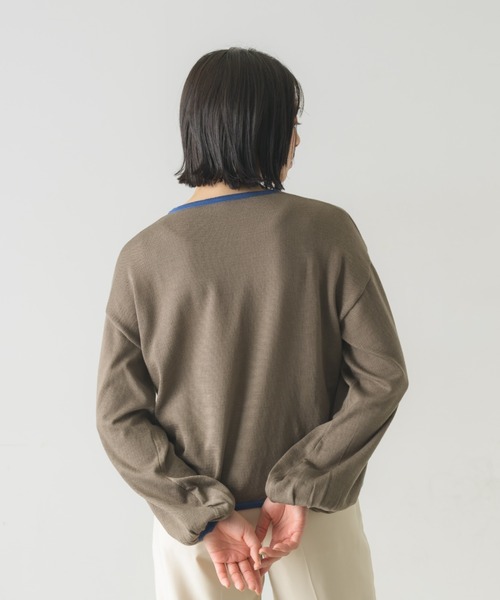idem(イデム)の「【ZOZOTOWN限定】piping volume sleeve knit/配色ニットトップス(ニット/セーター・レディース・アイボリー/チャコールグレー/ブルー・FREE)」の8枚目の写真