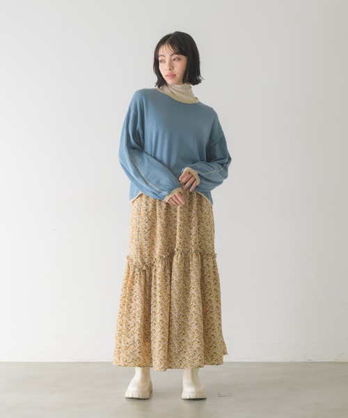 idem(イデム)の「【ZOZOTOWN限定】piping volume sleeve knit/配色ニットトップス(ニット/セーター・レディース・アイボリー/チャコールグレー/ブルー・FREE)」の15枚目の写真