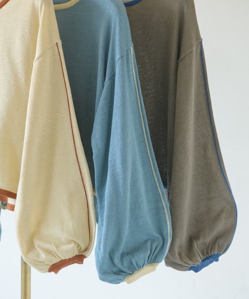 idem(イデム)の「【ZOZOTOWN限定】piping volume sleeve knit/配色ニットトップス(ニット/セーター・レディース・アイボリー/チャコールグレー/ブルー・FREE)」の22枚目の写真