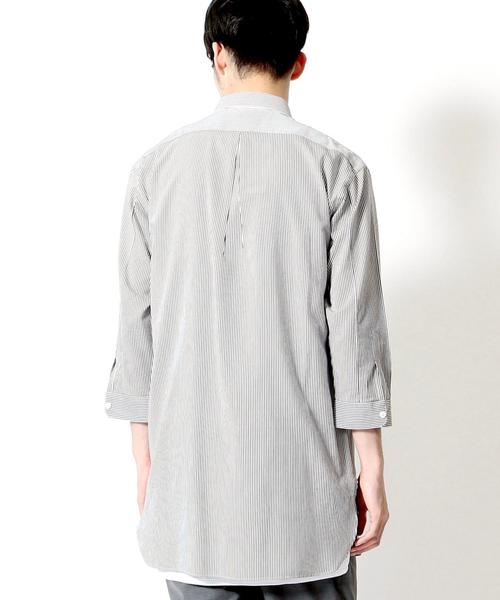 MONKEY TIME（モンキータイム）の「＜monkey time＞ ∴ ストライプ ロングシャツ クォータースリーブ ◆（シャツ/ブラウス・メンズ・その他・MEDIUM/LARGE/SMALL）」の4枚目の写真