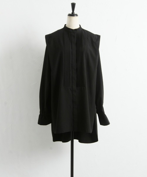 A16565 美品 Y's 12ss バイカラーピンタックブザムシャツ 黒白 1 ZOZO限定】ピンタックブザムシャツ（シャツ/ブラウス