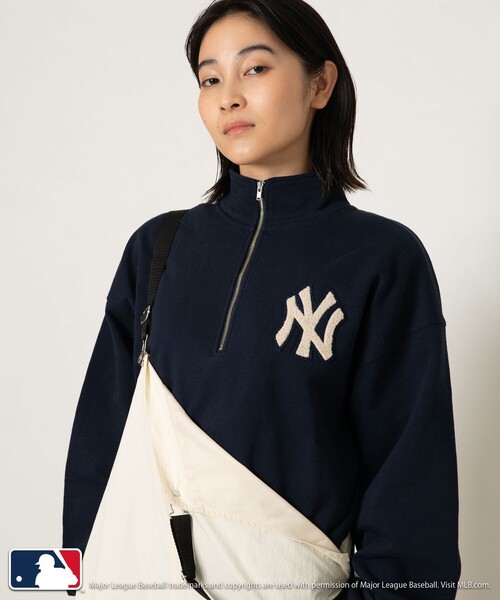 裏毛ハーフジップトップス　ネイビー FREAK'S STORE（フリークスストア）の「MLB × FREAK'S STORE