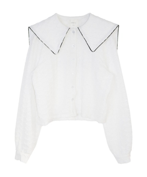 AMAIL(アマイル)の「Piping collar shirt(シャツ/ブラウス・レディース・ホワイト/ブラック・FREE)」の10枚目の写真