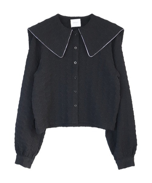 AMAIL(アマイル)の「Piping collar shirt(シャツ/ブラウス・レディース・ホワイト/ブラック・FREE)」の6枚目の写真