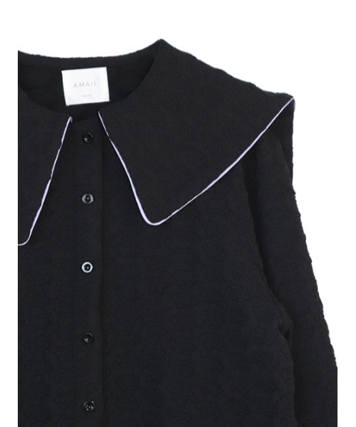 AMAIL(アマイル)の「Piping collar shirt(シャツ/ブラウス・レディース・ホワイト/ブラック・FREE)」の4枚目の写真