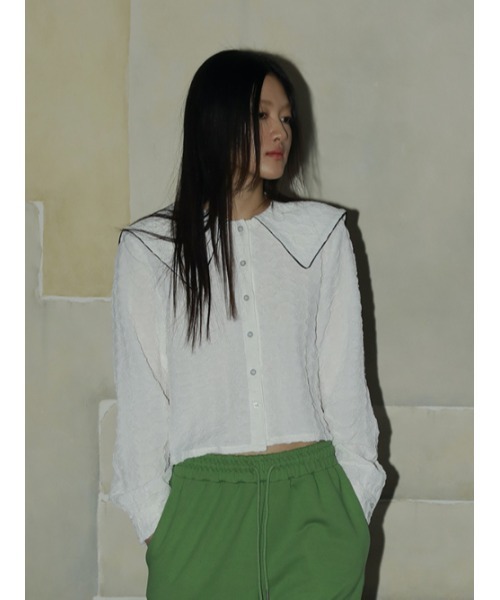 AMAIL(アマイル)の「Piping collar shirt(シャツ/ブラウス・レディース・ホワイト/ブラック・FREE)」の18枚目の写真