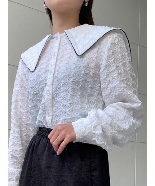 AMAIL(アマイル)の「Piping collar shirt(シャツ/ブラウス・レディース・ホワイト/ブラック・FREE)」の21枚目の写真