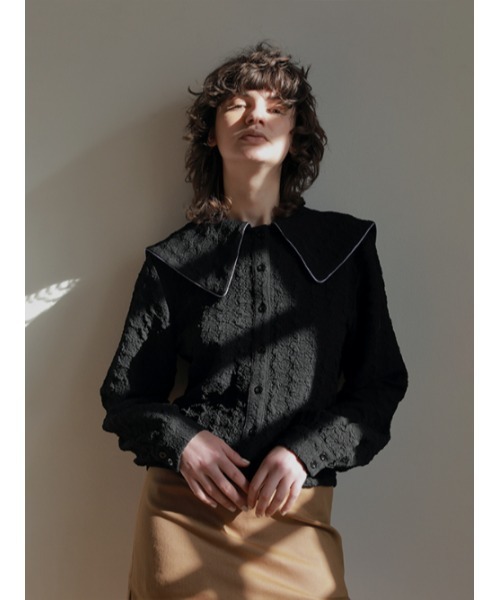 AMAIL(アマイル)の「Piping collar shirt(シャツ/ブラウス・レディース・ホワイト/ブラック・FREE)」の13枚目の写真