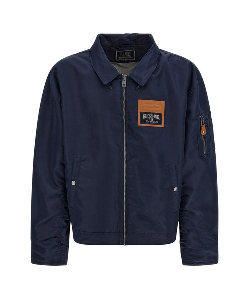 Guess（ゲス）の「Patch Satin Flight Jacket（ブルゾン・メンズ・ネイビー・MEDIUM/LARGE/X-LARGE/SMALL）」の2枚目の写真