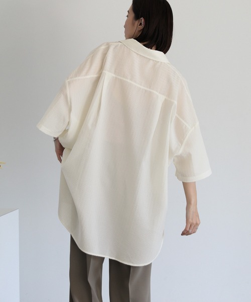 select MOCA（セレクトモカ）の「ルーズシルエットワイドスリーブシャツ（シャツ/ブラウス・レディース・グレイッシュブルー/アイボリー/ブラック/ネイビー・FREE）」の7枚目の写真