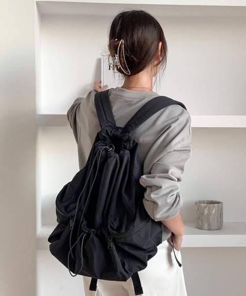 セール】【 8color 】ドロストシャーリングナイロンバックパック