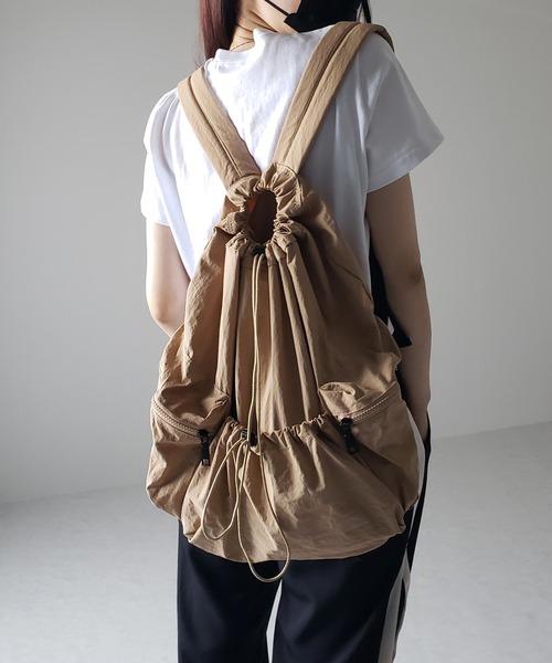 バッグ meee セール】【 8color 】ドロストシャーリングナイロンバックパック