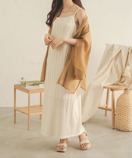 Ambre Neige（アンブルネージュ）の「ラインジャガードキャミワンピース／【WEB/EC限定商品】（ワンピース・レディース・ダークブラウン/ライトグリーン/アイボリー・FREE）」の10枚目の写真