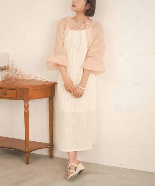 Ambre Neige（アンブルネージュ）の「ラインジャガードキャミワンピース／【WEB/EC限定商品】（ワンピース・レディース・ダークブラウン/ライトグリーン/アイボリー・FREE）」の17枚目の写真