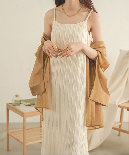 Ambre Neige（アンブルネージュ）の「ラインジャガードキャミワンピース／【WEB/EC限定商品】（ワンピース・レディース・ダークブラウン/ライトグリーン/アイボリー・FREE）」の13枚目の写真