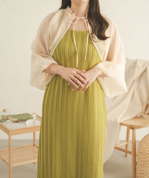 Ambre Neige（アンブルネージュ）の「ラインジャガードキャミワンピース／【WEB/EC限定商品】（ワンピース・レディース・ダークブラウン/ライトグリーン/アイボリー・FREE）」の5枚目の写真