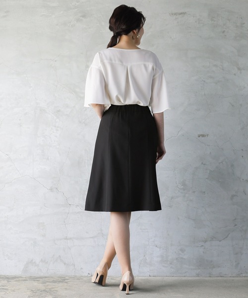 WHITE JOOLA(ホワイトジョーラ)の「【 洗濯機OK & 2wayストレッチ 】 抗菌マシンウォッシャブル・フレアAラインスカート(スカート・レディース・ライトグレー/ブラック・13号/7号/11号/9号)」の10枚目の写真