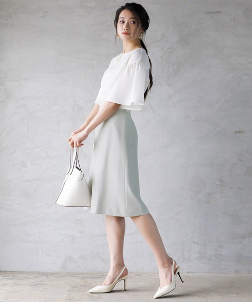 WHITE JOOLA(ホワイトジョーラ)の「【 洗濯機OK & 2wayストレッチ 】 抗菌マシンウォッシャブル・フレアAラインスカート(スカート・レディース・ライトグレー/ブラック・13号/7号/11号/9号)」の8枚目の写真