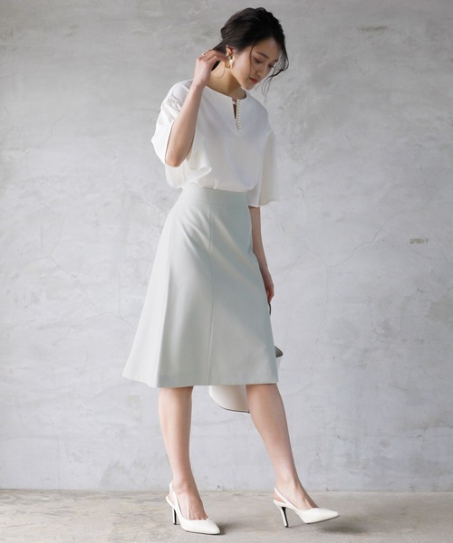 WHITE JOOLA(ホワイトジョーラ)の「【 洗濯機OK & 2wayストレッチ 】 抗菌マシンウォッシャブル・フレアAラインスカート(スカート・レディース・ライトグレー/ブラック・13号/7号/11号/9号)」の17枚目の写真