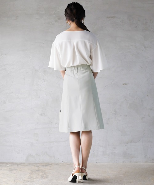 WHITE JOOLA(ホワイトジョーラ)の「【 洗濯機OK & 2wayストレッチ 】 抗菌マシンウォッシャブル・フレアAラインスカート(スカート・レディース・ライトグレー/ブラック・13号/7号/11号/9号)」の6枚目の写真