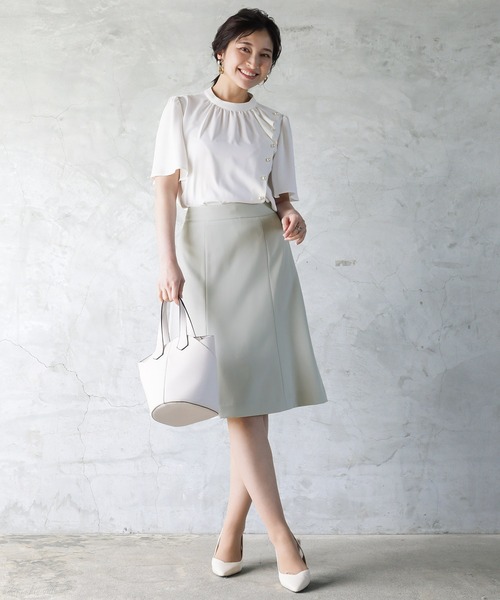 WHITE JOOLA(ホワイトジョーラ)の「【 洗濯機OK & 2wayストレッチ 】 抗菌マシンウォッシャブル・フレアAラインスカート(スカート・レディース・ライトグレー/ブラック・13号/7号/11号/9号)」の15枚目の写真