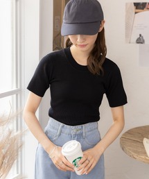 今なら490円！半袖 クロップド ニット
