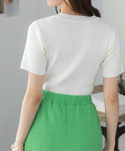 Ada.（エイダ）の「今なら490円！半袖 クロップド ニット（ニット/セーター・レディース・ブルー系その他/ピンク/オフホワイト/ブラック・M/L）」の8枚目の写真