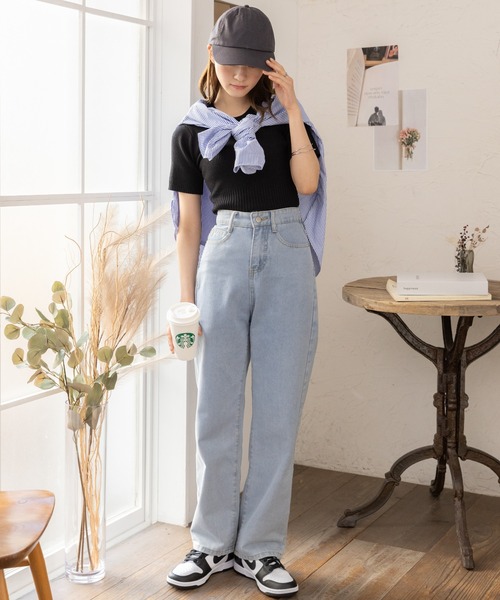 Ada.（エイダ）の「今なら490円！半袖 クロップド ニット（ニット/セーター・レディース・ブルー系その他/ピンク/オフホワイト/ブラック・M/L）」の17枚目の写真