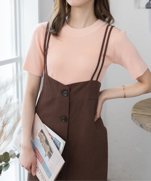Ada.（エイダ）の「今なら490円！半袖 クロップド ニット（ニット/セーター・レディース・ブルー系その他/ピンク/オフホワイト/ブラック・M/L）」の18枚目の写真