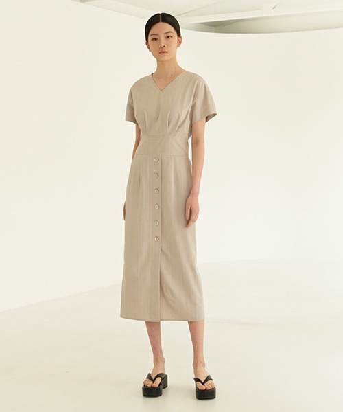 MOHAN(モハン)の「【MOHAN 】TOR キャップ スリーブ ドレス / TOR CAP SLEEVE DRESS(ワンピース・レディース・ベージュ/ミント・SMALL/MEDIUM)」の2枚目の写真