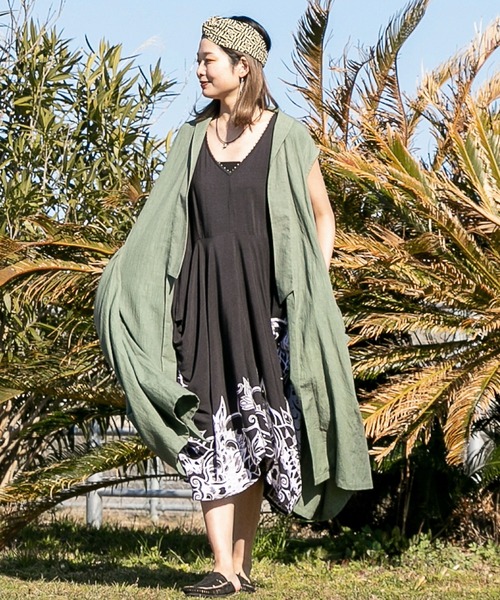 チャイハネ(チャイハネ)の「【チャイハネ】モード変形MEN'Sロングベスト(ベスト・メンズ・ベージュ/ブラック/カーキ・FREE)」の4枚目の写真