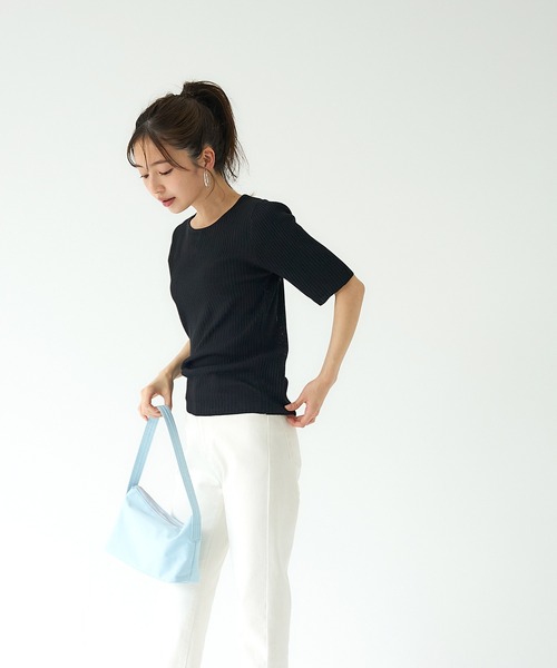 coca(coca)(コカ)の「バックパール五分袖ニットトップス(ニット/セーター・レディース・ダークベージュ/その他1/アイボリー/ブラック・S/M/L)」の8枚目の写真