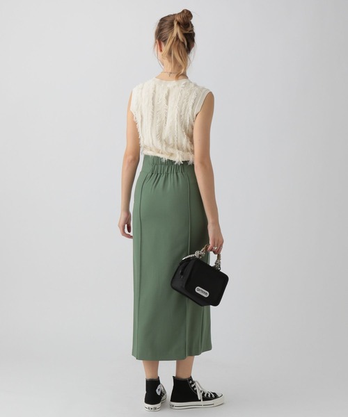 saloon（サルーン）の「SALOON(サルーン)/ハイウエストピンタックスカート（スカート・レディース・オレンジ/ブラック/カーキ・S/M/MEDIUM/SMALL）」の5枚目の写真