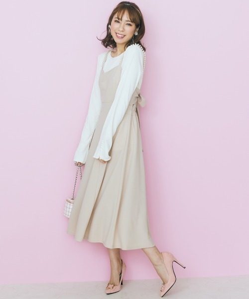 marun(マルン)の「<大きいサイズ> 肩ひもパール調パーツ付きキャミワンピース marun(ワンピース・レディース・ダークネイビー/ピンク/ベージュ・3L/4L/5L/L/LL)」の19枚目の写真
