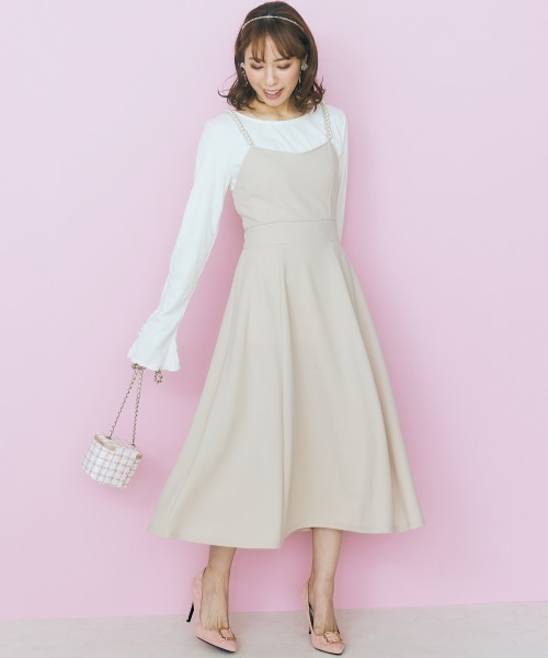 marun(マルン)の「<大きいサイズ> 肩ひもパール調パーツ付きキャミワンピース marun(ワンピース・レディース・ダークネイビー/ピンク/ベージュ・3L/4L/5L/L/LL)」の13枚目の写真
