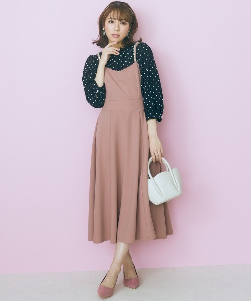 marun(マルン)の「<大きいサイズ> 肩ひもパール調パーツ付きキャミワンピース marun(ワンピース・レディース・ダークネイビー/ピンク/ベージュ・3L/4L/5L/L/LL)」の16枚目の写真