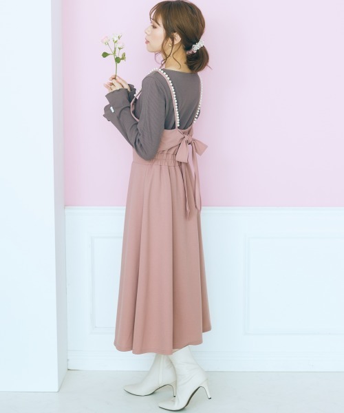 marun(マルン)の「<大きいサイズ> 肩ひもパール調パーツ付きキャミワンピース marun(ワンピース・レディース・ダークネイビー/ピンク/ベージュ・3L/4L/5L/L/LL)」の17枚目の写真