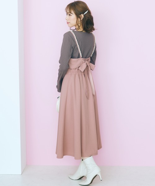 marun(マルン)の「<大きいサイズ> 肩ひもパール調パーツ付きキャミワンピース marun(ワンピース・レディース・ダークネイビー/ピンク/ベージュ・3L/4L/5L/L/LL)」の22枚目の写真
